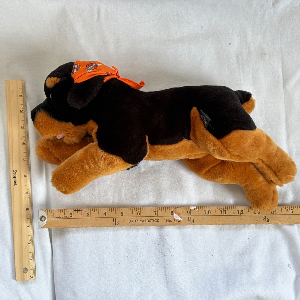 Harley-Davidson Rottweiler Plush Dog Orange Bandana 2003 Collectible 14 Inch - Picture 11 of 13